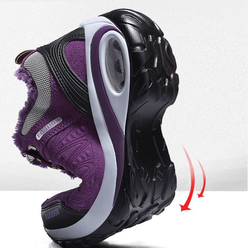 Winter Plus Velvet Hiking Shoes Women's Warm Non-slip Sports Shoes Leather Waterproof Wear-resistant Outdoor Hiking Sports Shoes