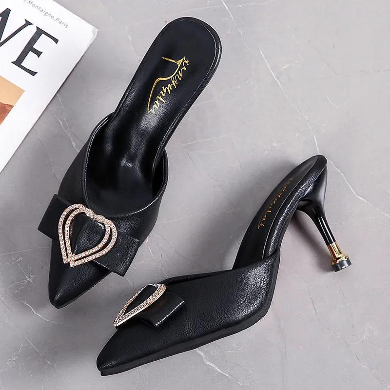 Women's Sandals and Slippers Foreign Style Half-support Shoes Half-slippers Women's Summer 8cm High Heels Half-toe Slippers