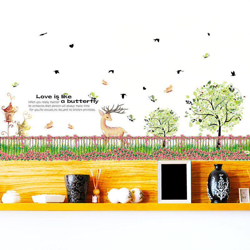 [sticker ]Country Style Fence Flower Garden Wall Stickers For Kids Rooms Nursery Living Room Home D