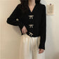 Autumn Korean Loose Bow Knot Twist College Wind Knit Sweater Student Sweater Cardigan Jacket Women