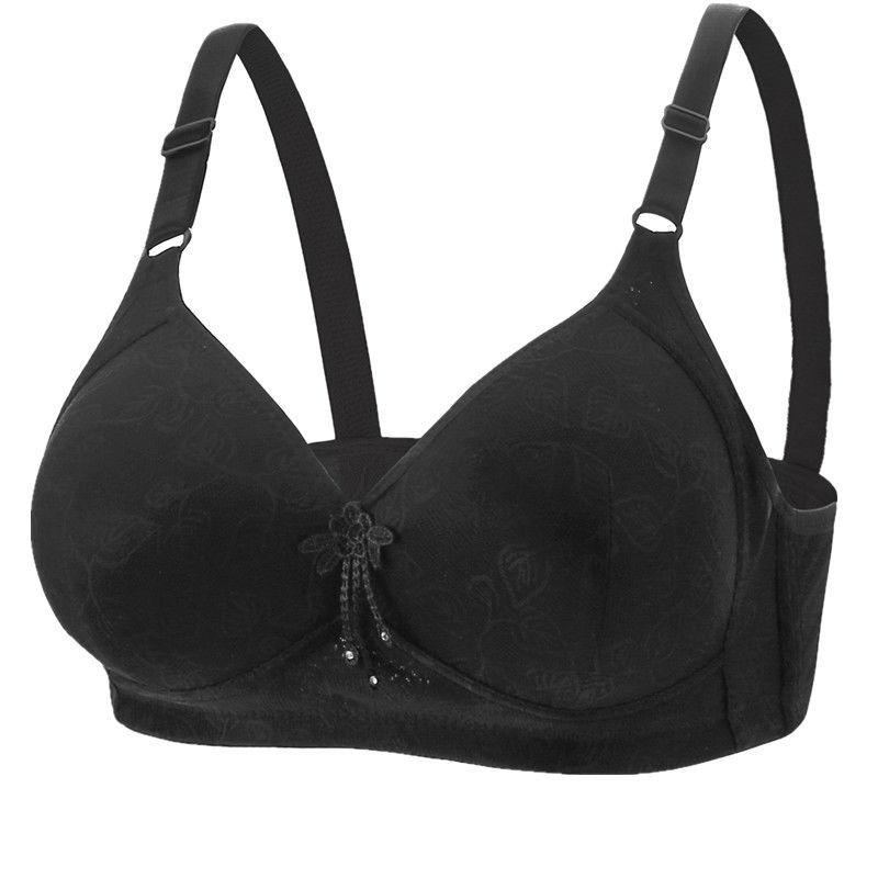 Large Size Thin Non-steel Ring Shaped Non-magnetic Underwear Bra Anti-sagging Fat Ladies Underwear Bra