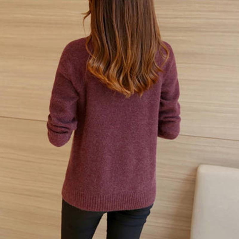 Winter Women Low Collar Plus Size Warm Pullover Sweater Office Soft Inner Bottoming Shirt