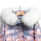 Ladies Winter Glossy Jacket Windproof and Waterproof Parka Hooded Big Fur Collar Coat Split Design Elastic Cuffs Large Size Loose Parka