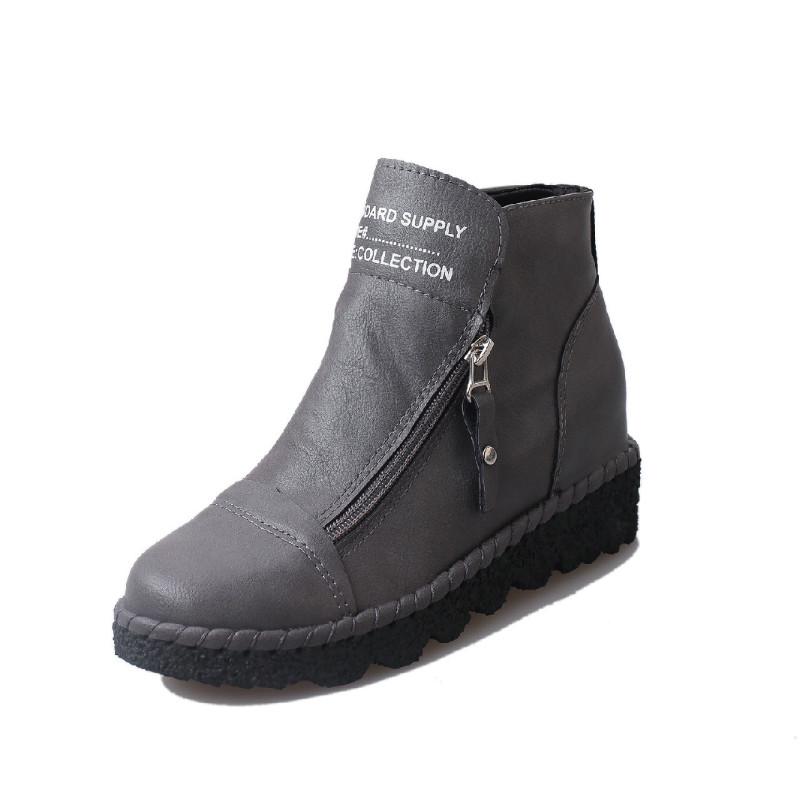 WarmJackets Casual Student Round-toe Increased Side Zipper Single Women's Shoes