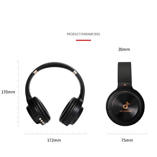 Wireless Headset Bluetooth Stereo Over Ear Foldable Headphone with Mic Soft Protein Padding Flexible