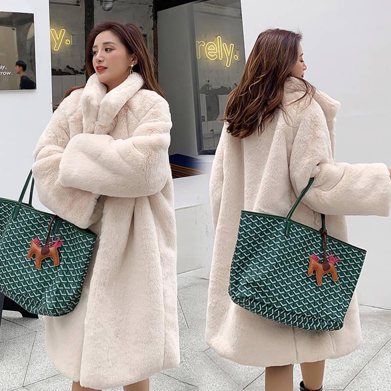 Women's Faux Fur Coat Solid Loose Soft Rabbit Fur Coat  Winter Casual Coat  Female Outwear Overcoat