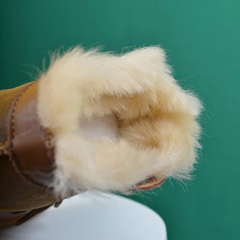 Women's Boots Winter Shoes Plush Fur Boots Black Brown Leather Ankle Booties Warm Platform Shoes Snow Boots Punk Flat Platform Shoes