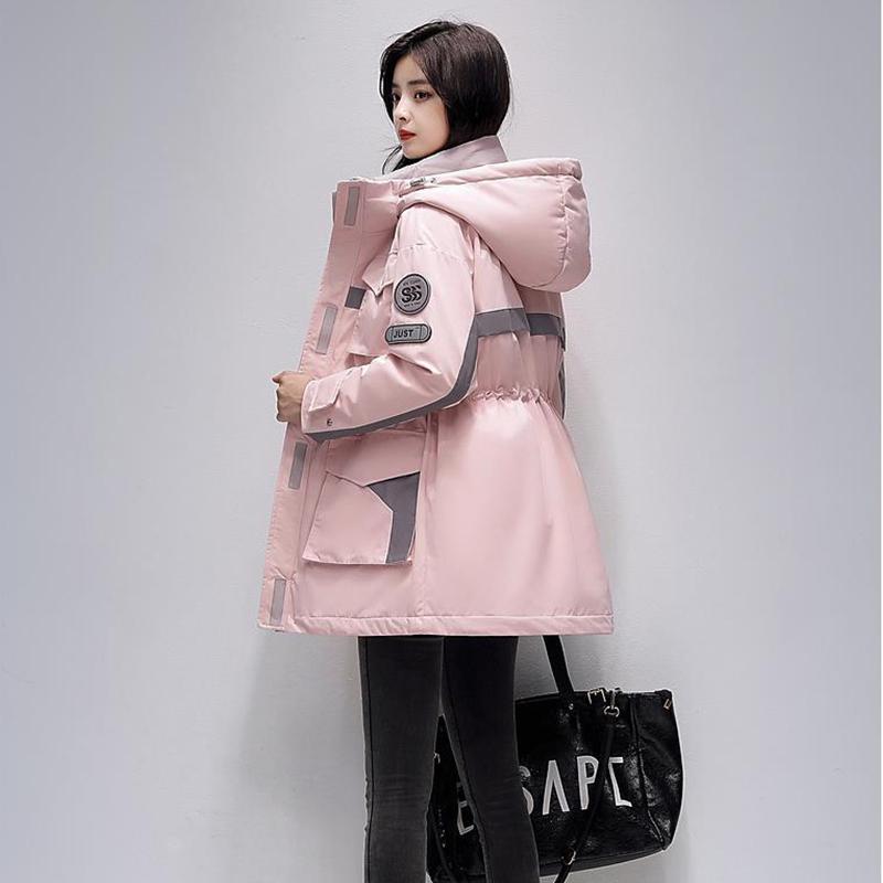 Down Jacket Women's Winter Mid-length Warm White Duck Down Cotton Clothing Tooling Parka Jacket Leisure Sports Outdoor Jacket Oversized Thick Coat