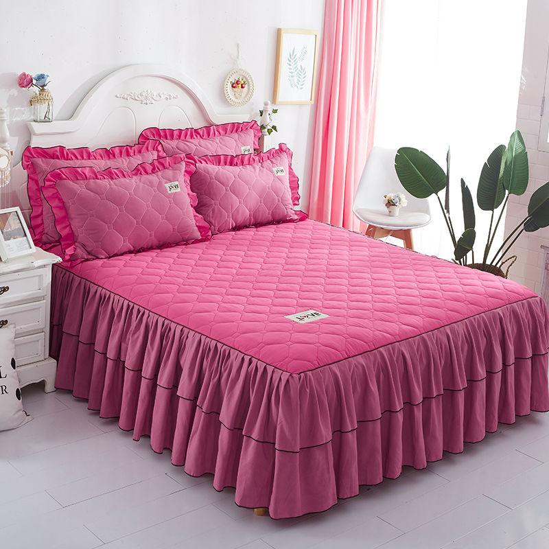 3pcs/set Korean Princess Style Thick Bed Skirt Bedroom Home One-piece Bed Sheet