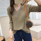Autumn Winter V-neck Women Pullover Sweater Knitting Sweaters Casual Loose Korean Jumpers Winter Inside Bottoming Tops Long Sleeve Solid Basic Top
