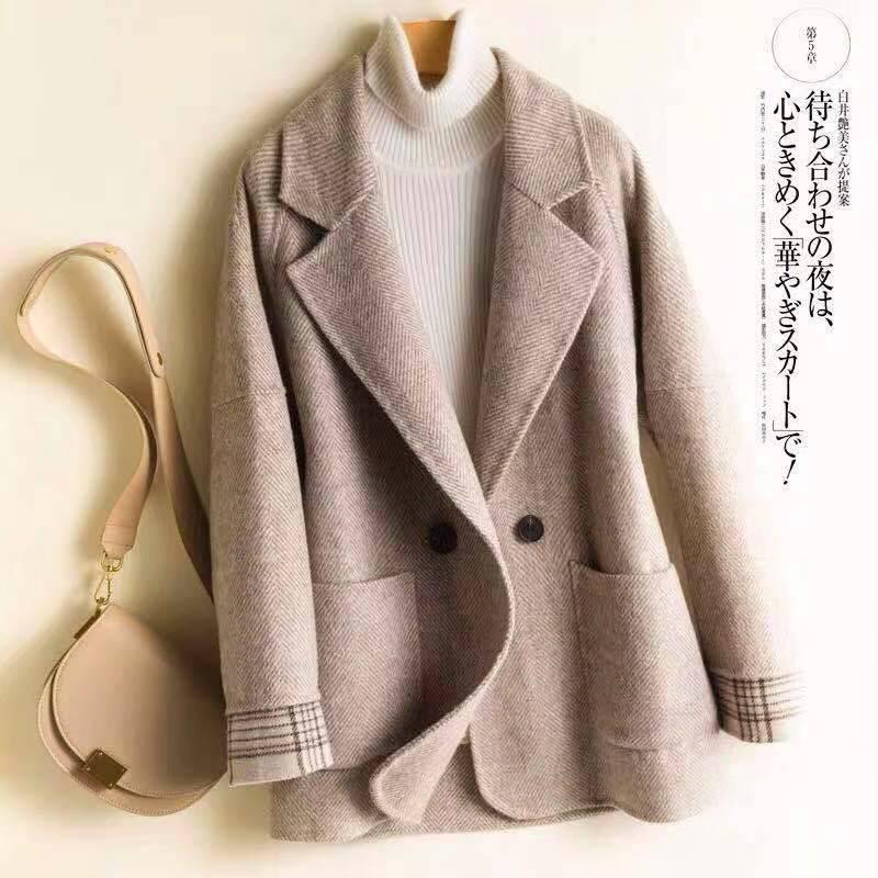 Woolen Coat Autumn and Winter Turn-Down Collar Wool Female Jacket Coat Female Coat Casual Windbreake