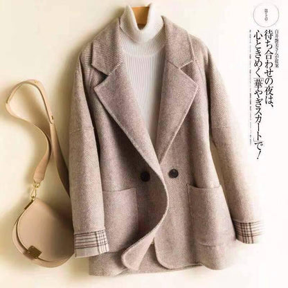 Woolen Coat Autumn and Winter Turn-Down Collar Wool Female Jacket Coat Female Coat Casual Windbreake