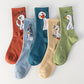 Five Pairs of Women's Socks Fashion Print Cartoon Pattern Socks Winter Thick Warm Pile Pile Socks