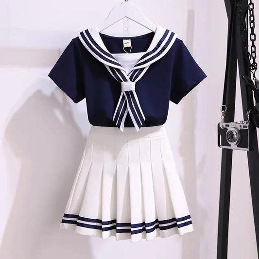 Girls' Suit College Windstrum Section Navy Wind Skirt Two-piece Female Baby