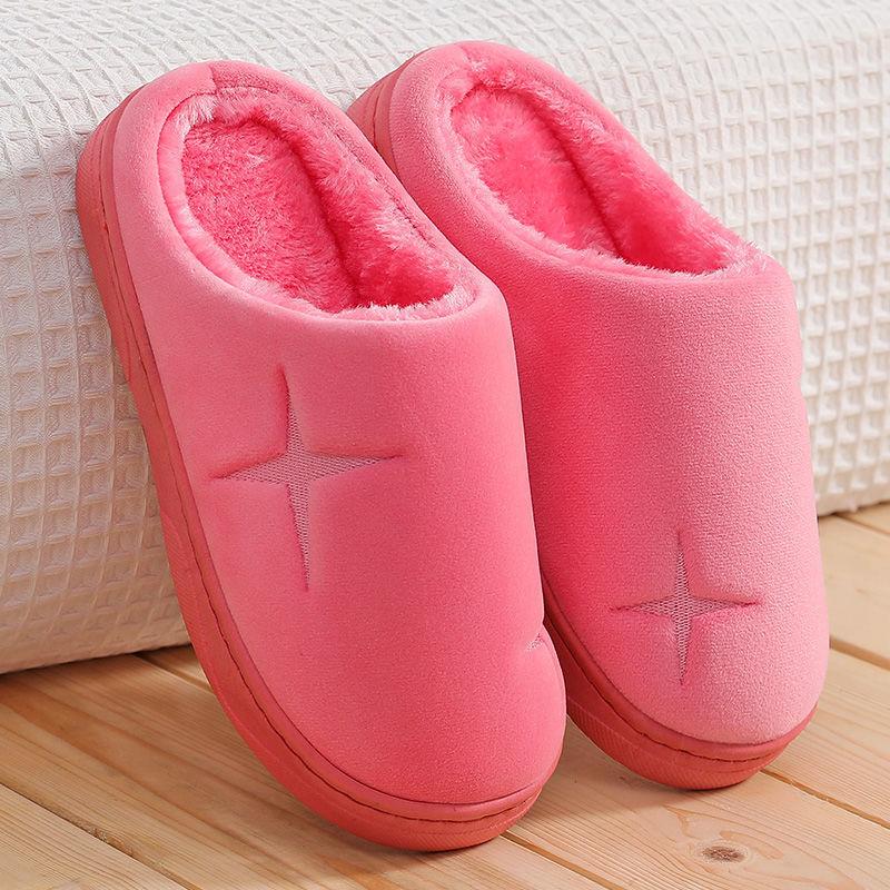 Cotton Slippers Female Winter Couple Home Bag with Thick-soled Non-slip Warm Shoes Indoor Wool Slippers Male