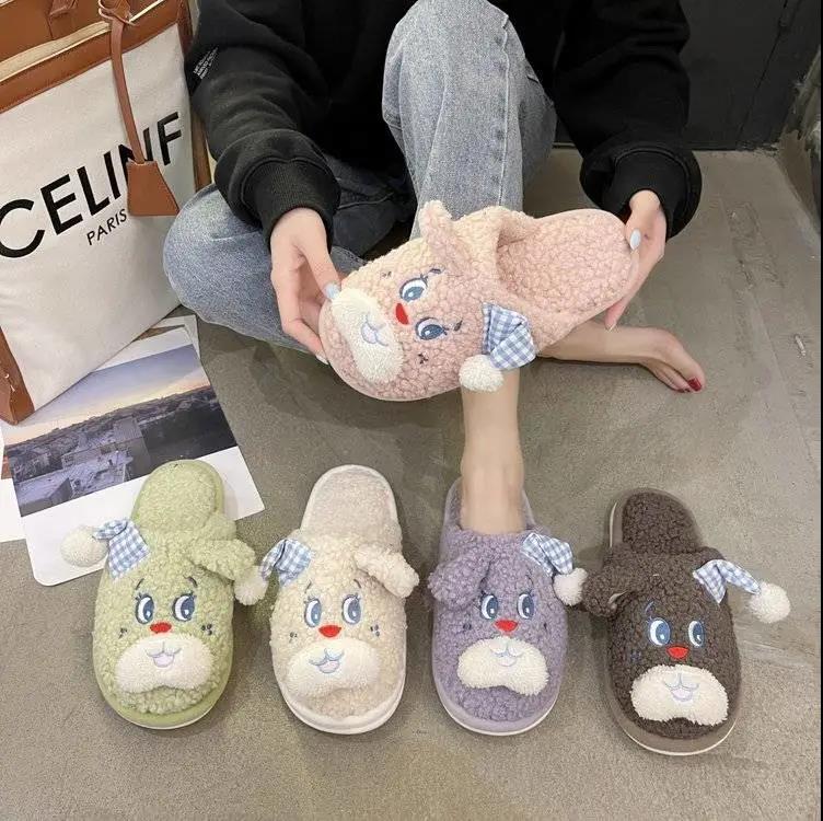 Designed Autumn and Winter Warm Cotton Slippers Flat Shoes Indoor and Outdoor Non-slip Casual Slippers Light Soft Shoes