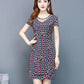 Women's Summer Dress Lace Round Neck Mid Length Short Sleeve T-Shirt Dress