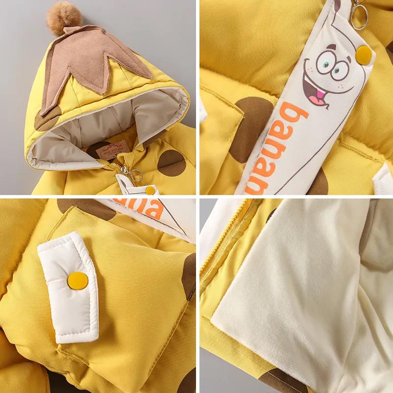 Winter Girl Children's Cotton-padded Jacket Fashion Cute Hooded Pink Plus Velvet Thick Down Jacket Small Fresh Style Coat