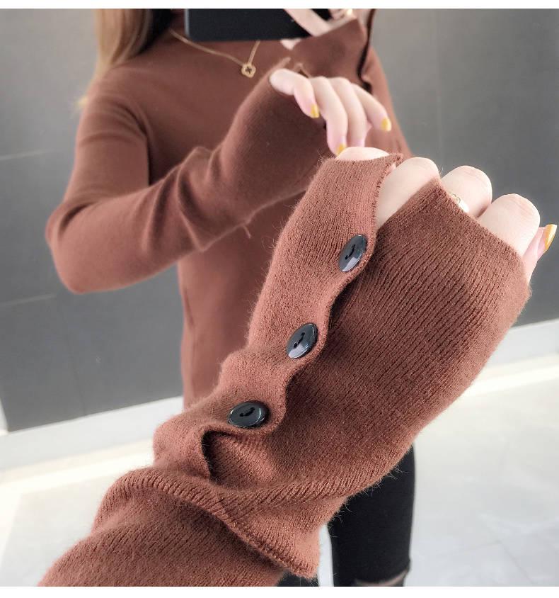 Women's Pile Collar Knit Bottoming Shirt Autumn and winter new sweater style high-necked slim fit slim top