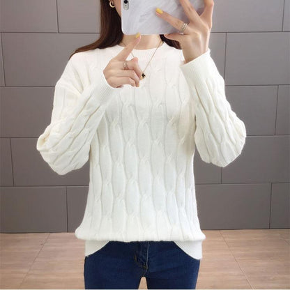 Women Winter Sweater Knitted Pullovers Casual Loose Sweater Twisted Sweater Warm Thick Jumper Tops