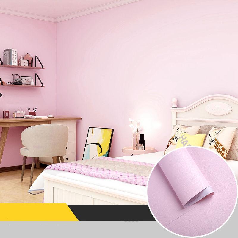High-end Thickened Adhesive Self-adhesive PVC Wallpaper Waterproof Simple Japanese Solid Color Wallpaper Warm Bedroom Wall Stickers