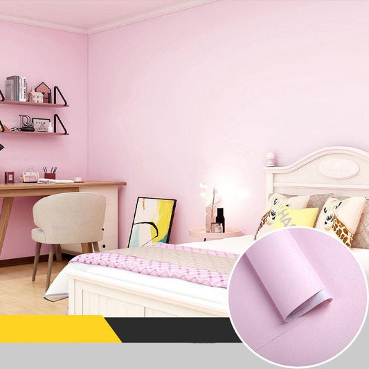 High-end Thickened Adhesive Self-adhesive PVC Wallpaper Waterproof Simple Japanese Solid Color Wallpaper Warm Bedroom Wall Stickers