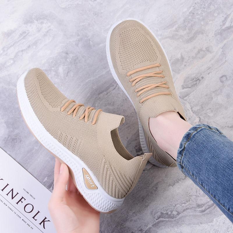 Women's Single Shoes Stretch Mesh Cotton Casual Breathable Sneakers Lazy One-legged Soft-soled Cloth Shoes
