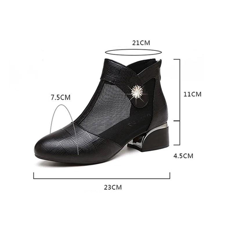Women's Spring and Summer Thick with Hollow Breathable Mesh Toe Cap Sandals Women's Casual Shoes Work Shoes Sandals Boots Mid-heel Shoes Wedding Shoes