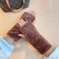 Winter Gloves Women Thick Plush Warm Gloves Long Arm Cover Fingerless Gloves