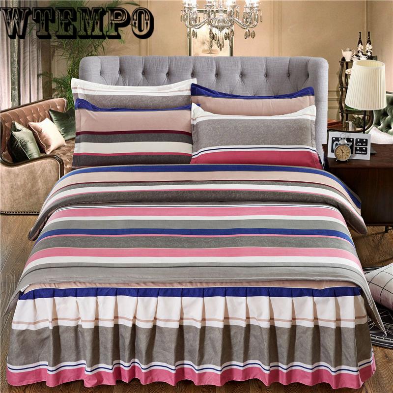 Bedding Cotton Four-piece Winter Soft Padded Bed Skirt Suit Bedroom Home Kit