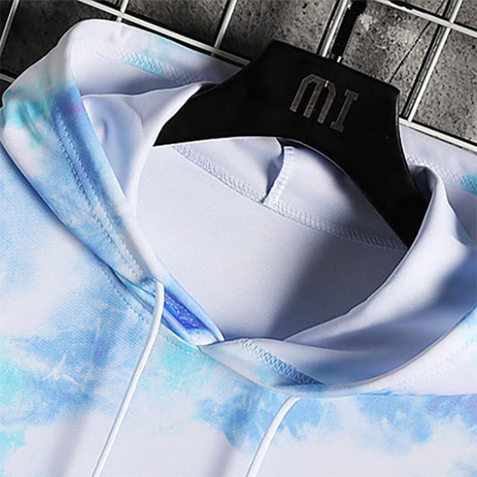 Fleece Sweater Men's Trendy Hooded Loose Dyeing Autumn and Winter Trend All-match Handsome Sweater