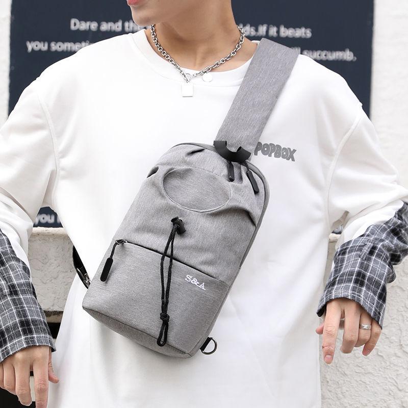 Casual Men's Bag Messenger Small Backpack Trendy Chest Bag Men's Multifunctional Satchel
