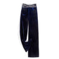 WTEMPO High Waist Soild Color Trousers Women's Wide-leg Elastic Waist Straight Loose Casual Pants