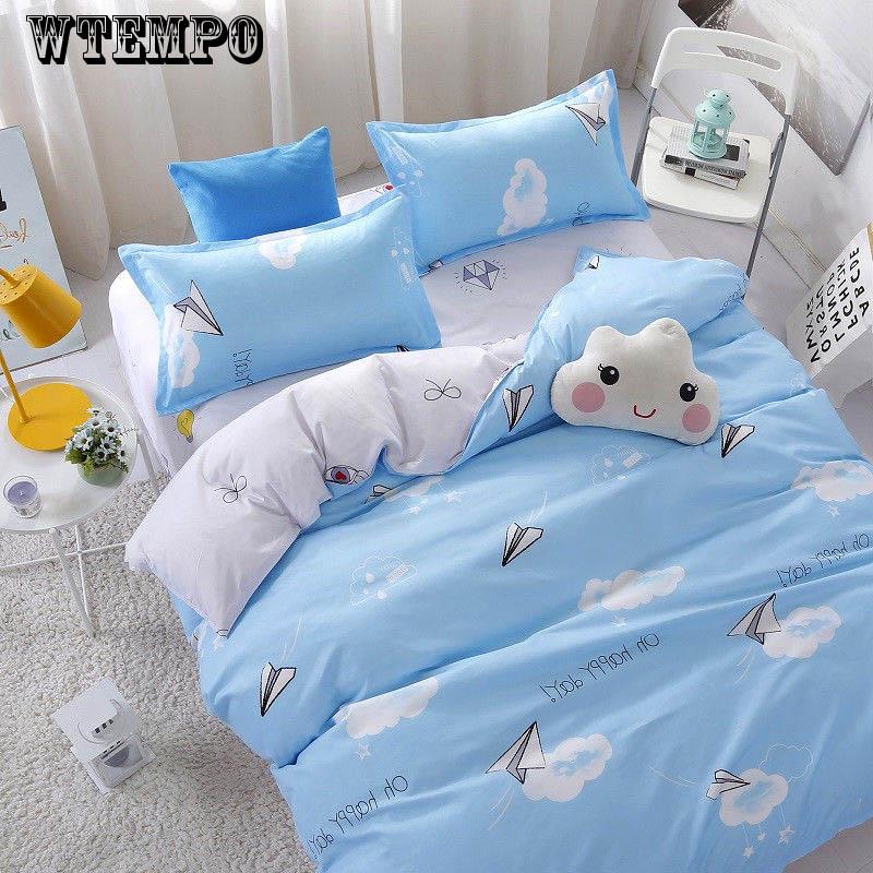 4pcs   Bedding Set Pillowcase Plaid Solid Color Quilt Cover Queen/king Size Duvet Cover