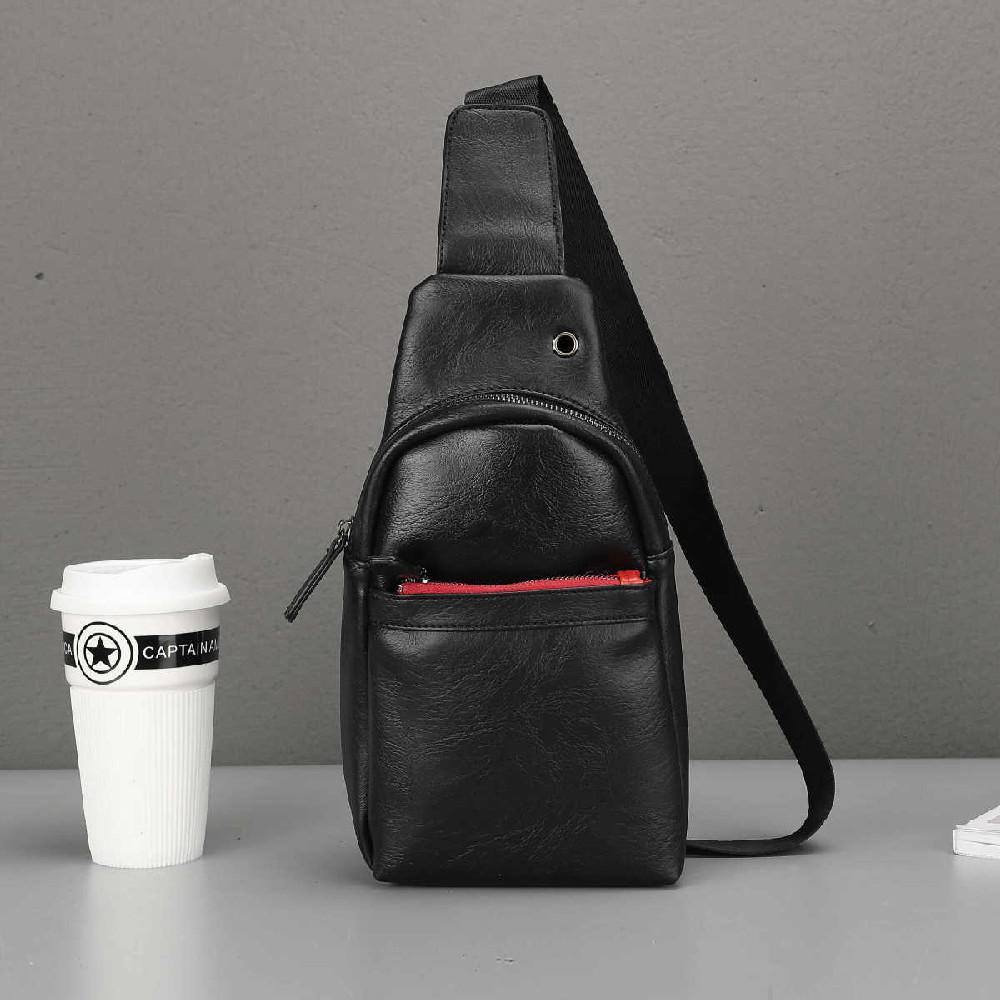 Shoulder bag men's pu leather mobile phone bag chest bag outdoor riding sports Messenger bag