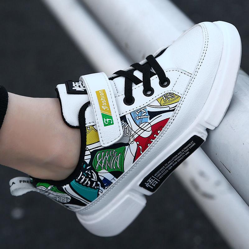 Casual Men's Single Shoes PU Leather Board Shoes White Shoes Waterproof Single Shoes Children's Shoes Low Top