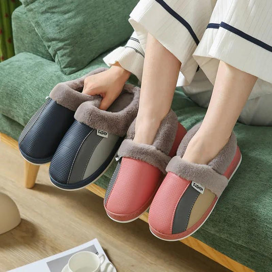 Winter Warm Cotton Slippers Women Men Home Shoes Simple Non-slip Indoor Slides Corduroy Couple Slipper Female Shoes