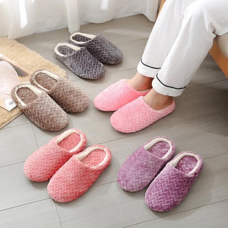 Women Indoor Slippers Warm Plush Home Slipper Autumn Winter Shoes Women House Flat Floor Soft Slient Slippers for Bedroom