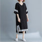 WTEMPO Women's Summer Dress Black Lace Large Size XL-XXXXL Loose Long V-neck Irregular