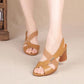 Fashion Women Sandals Platform Summer Round Mid Heel Peep Toe Casual Non-slip Back Strap Beach Ladies Shoes