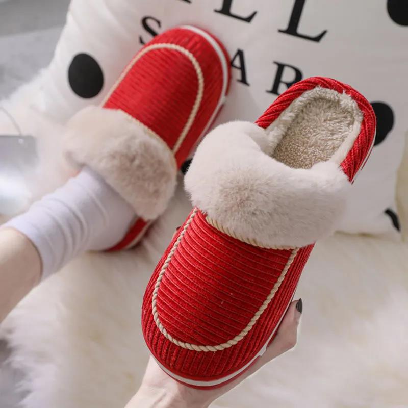 Autumn and Winter Plus Velvet Cotton Slippers Indoor Non-slip Plush Shoes Fashion Casual Trendy Soft Shoes