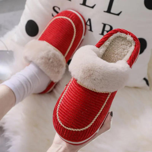 Autumn and Winter Plus Velvet Cotton Slippers Indoor Non-slip Plush Shoes Fashion Casual Trendy Soft Shoes