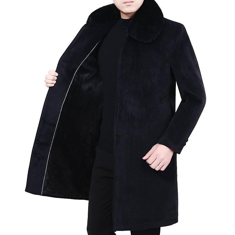 Winter Trench Coat for Men Fashion Mens Jackets Woolen Men's Jacket Fur Collar Warm Woolen Coat