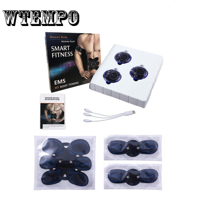 Stimulator 6 Pad Muscle Training Gear Abdominal Exerciser Body Shaper Fat Burning Fitness