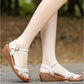 Genuine Soft Leather Sandals Middle-aged and Elderly Wedge Soft Sole Ladies Woven Casual Shoes Mom Shoes