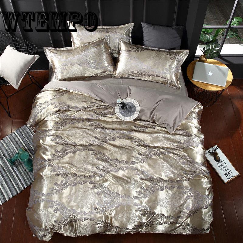 Home textile Wedding Jacquard Bedding set Luxury Satin Duvet cover bed linen bedclothes set