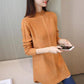 Pofulove half-high collar thickened large size loose-knit base shirt dress women's mid-length
