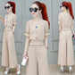 Wide-leg Pants Suit Chiffon Summer Casual Work Wear Loose Suit Women Short Top Loose Wide-leg Pants Fabric Light and Breathable