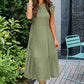 European and American Dress Women's Flying Sleeves Pleated Layered Short-sleeved Large Swing Solid Color Dress