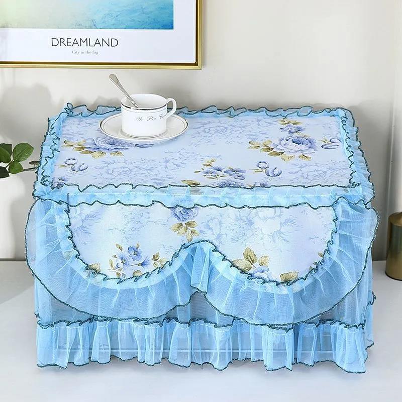 Lace Yarn Edge Microwave Oven Cover Cloth Dustproof Curtain Kitchen Household Antifouling Cover Towel